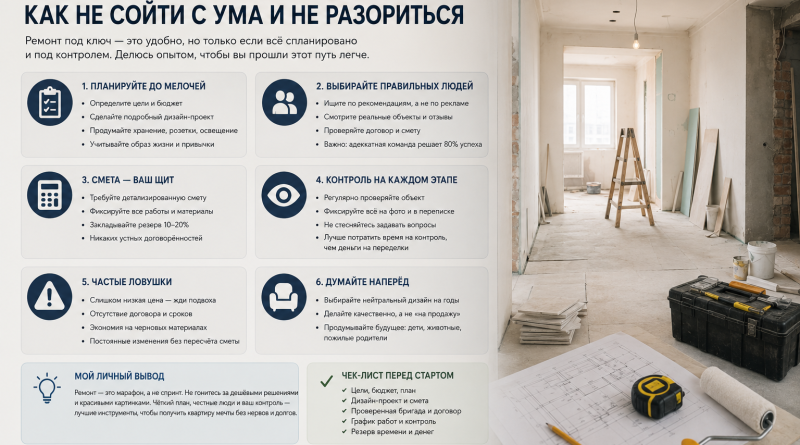 Ремонт квартир под ключ: как не сойти с ума и не разориться